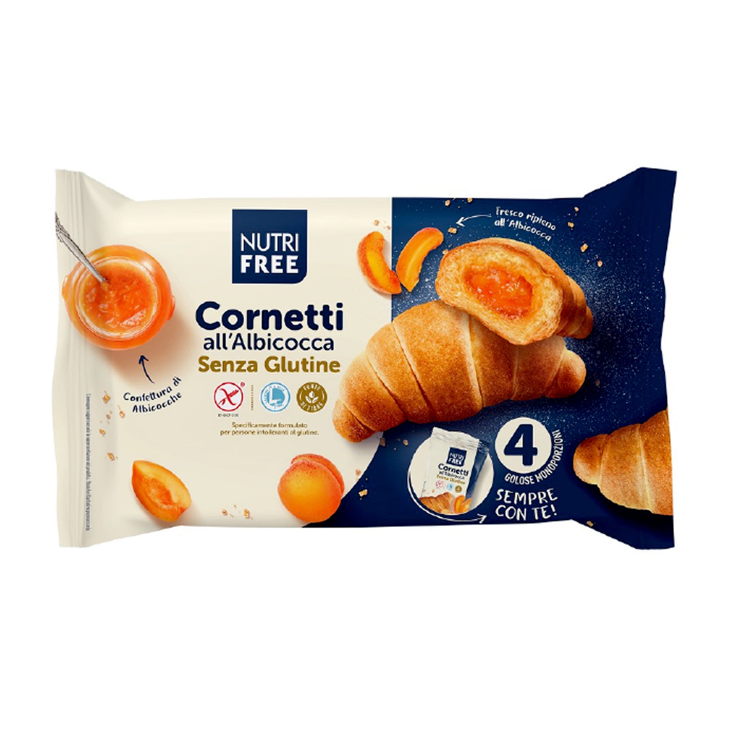 Cornetti all'albicocca Nutrifree (4 x 60 g)